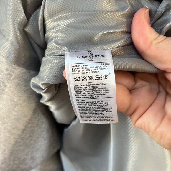 Banana Republic Womens Grey Wool Blend OversCoat XL With Striped Detail & Pocket - Picture 4 of 6